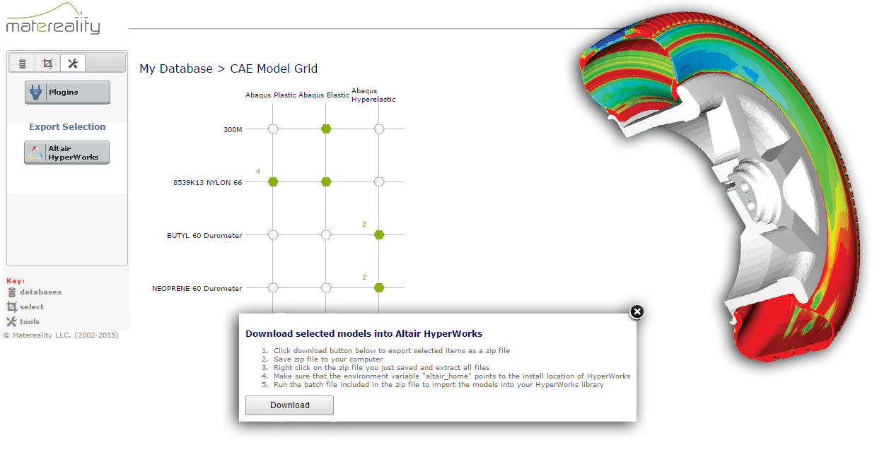 Export master material model files for CAE