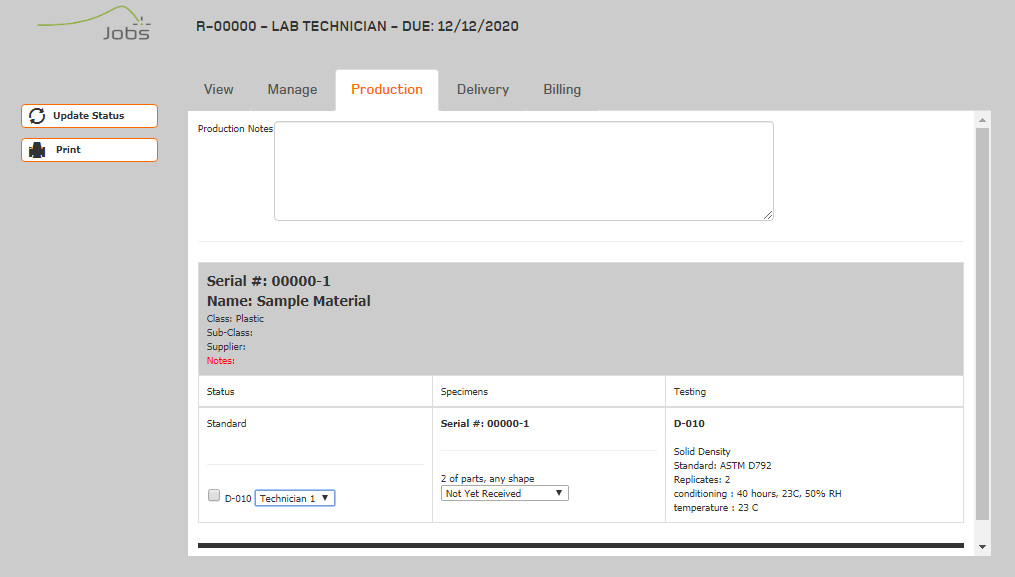 eLim laboratory management screen tracking test progress